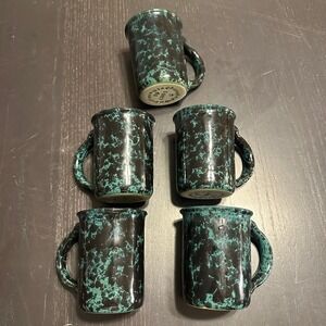 Bennington Potters 1967 DG Trigger Mug Set of 5 Blue Agate Spongeware